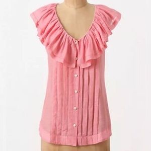 Anthro Moulinette Soeurs blushing flounced blouse
